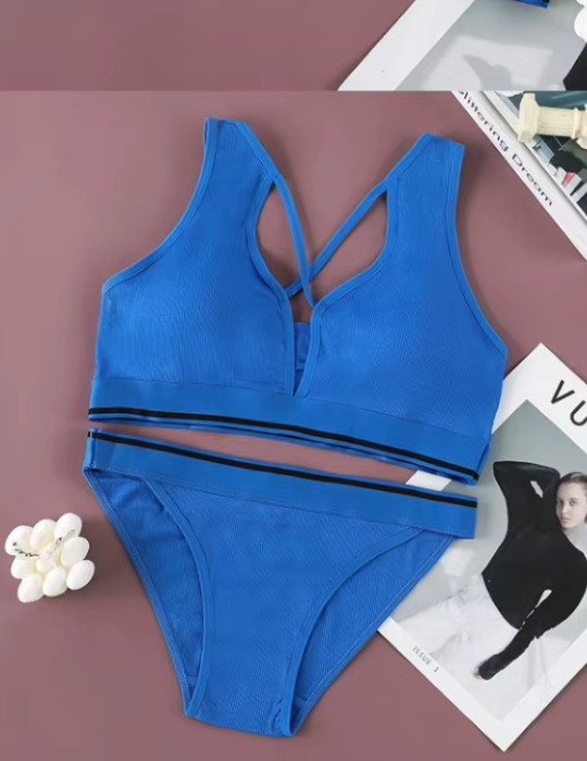 Removable Chest Pad Cotton Seamless Bra & Briefs Set – Two-Piece Lingerie for Women-5823